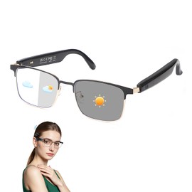 Smart Glasses for Men & Women, Photochromic Lenses, Bluetooth Audio Glasses with Open-Ear Wireless Speakers, Hands-Free Music & Calls, Voice Control, Smart Sunglasses for Work, Driving,Travel (Gold)