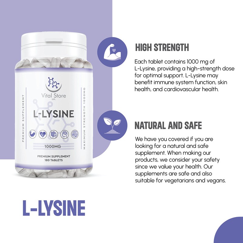 L-LYSINE 1000MG - 180 Vegan Tablets - 6 Month Supply