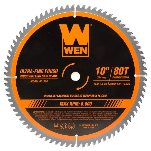 WEN BL1080 10-Inch 80-Tooth Carbide-Tipped Ultra-Fine Finish Professional Woodworking Saw