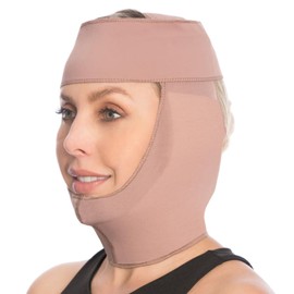 DELIÉ by Fajas DPrada Chin Strap For Double Chin For Women, Postoperative For Chin, Neck And Face (Cocoa, Large)