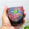 Tea Cup Stylish Kutani Ware Yunomi Kanzakura Flower and Bird