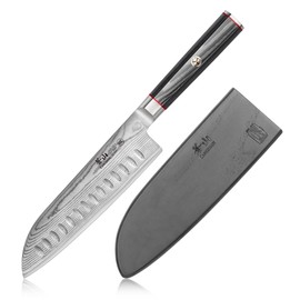 Cangshan YARI Series X-7 Damascus Steel 7-inch Santoku Knife with Sheath