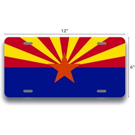 Arizona State Flag License Plate | Metal Novelty Vanity License Plate | 6 x 12 Inch Universal Tag for Cars, Trucks, Trailers (AM008)
