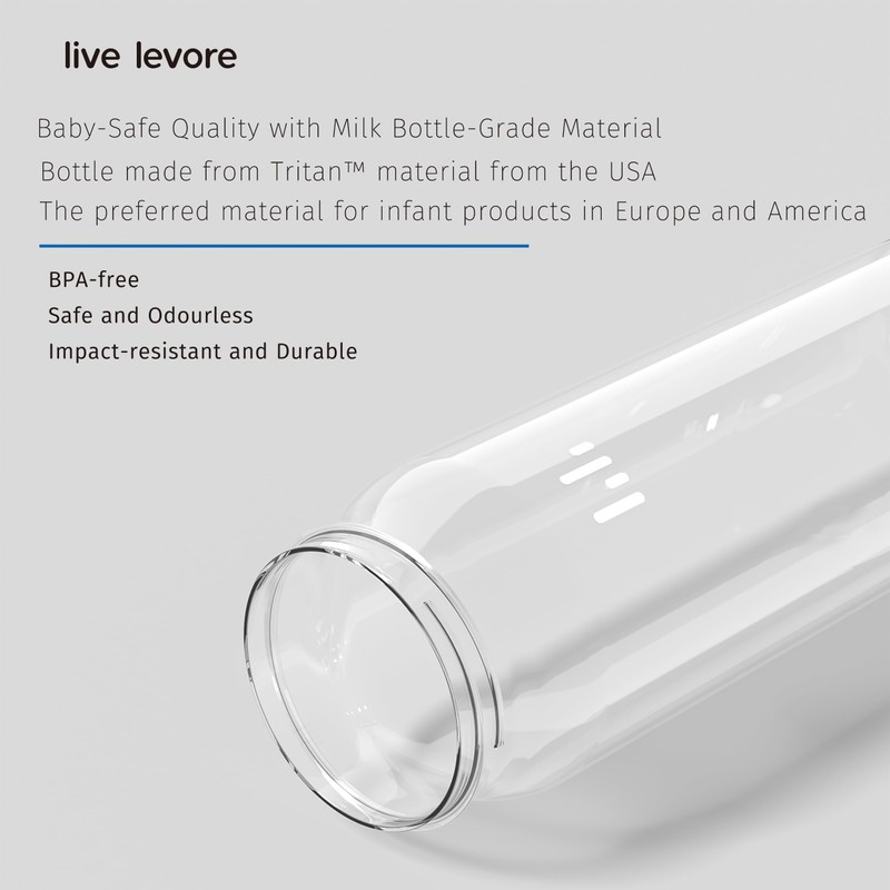 Levore 26oz Clear Water Bottle, Leak Proof One-Hand Open Flip