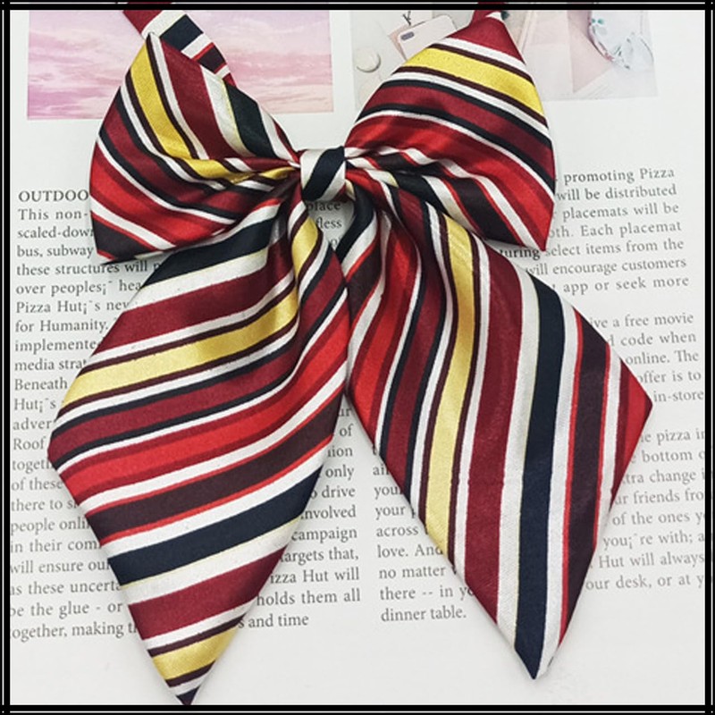 White Fang NC058 Bowtie, Ribbon, Stylish, Students, Uniform, Fashion, Striped,