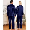 SWOMOG Men Pajamas Matching Pajamas Set Silk Satin Women Pj