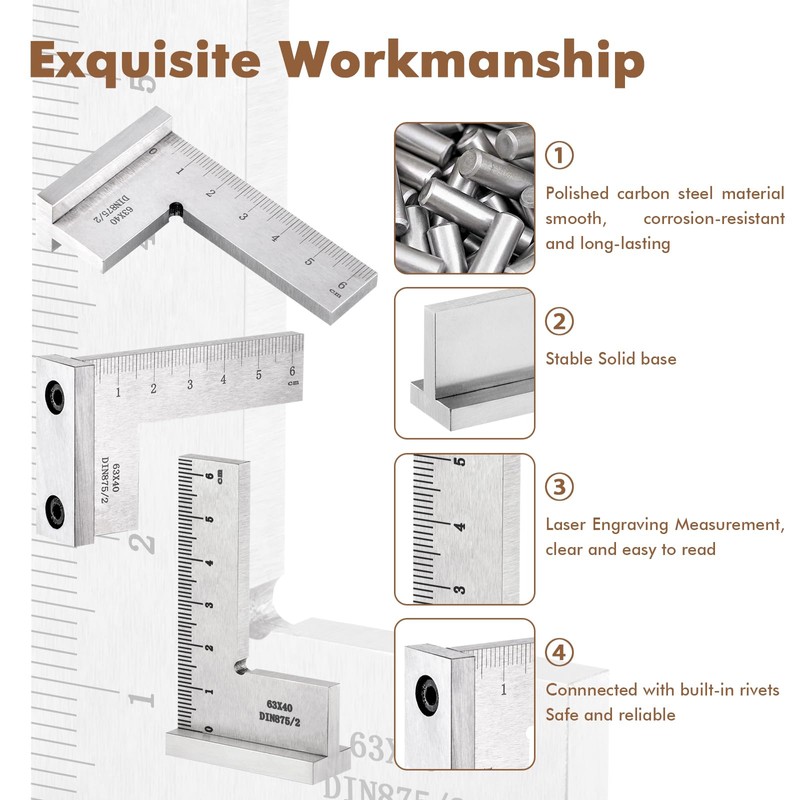Fentar Engineer's Square, Precise 90° Try Square Made of Solid