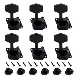 Banworks 6-In-Line Guitar Tuning Pegs Keys 16:1 Ratio Semi-Closed Guitar String Tuning Keys Machines with 45 Degree Fixing Tag for Super Strat ST Tele Electric Guitar Pack of 6 JT/JXQ-02 Black