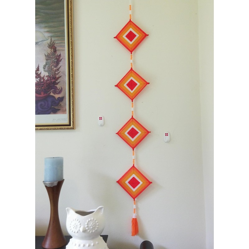 Moose546 Wall Decorative Dreamcatcher Orange Tung Hanging Square Ornaments with