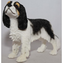 Leonardo Collection Tri-Colour Cavalier King Charles Spaniel, Stone, Black, 14 x 4 x 9 cm