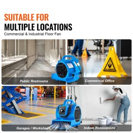 Happybuy Floor Blower, 1360 RPM 600 CFM, Portable Air Mover for Drying & Cooling, 3-Speed Adjustable Carpet Dryer Fan, 4 Angles, for Janitorial, Home, Commercial Use