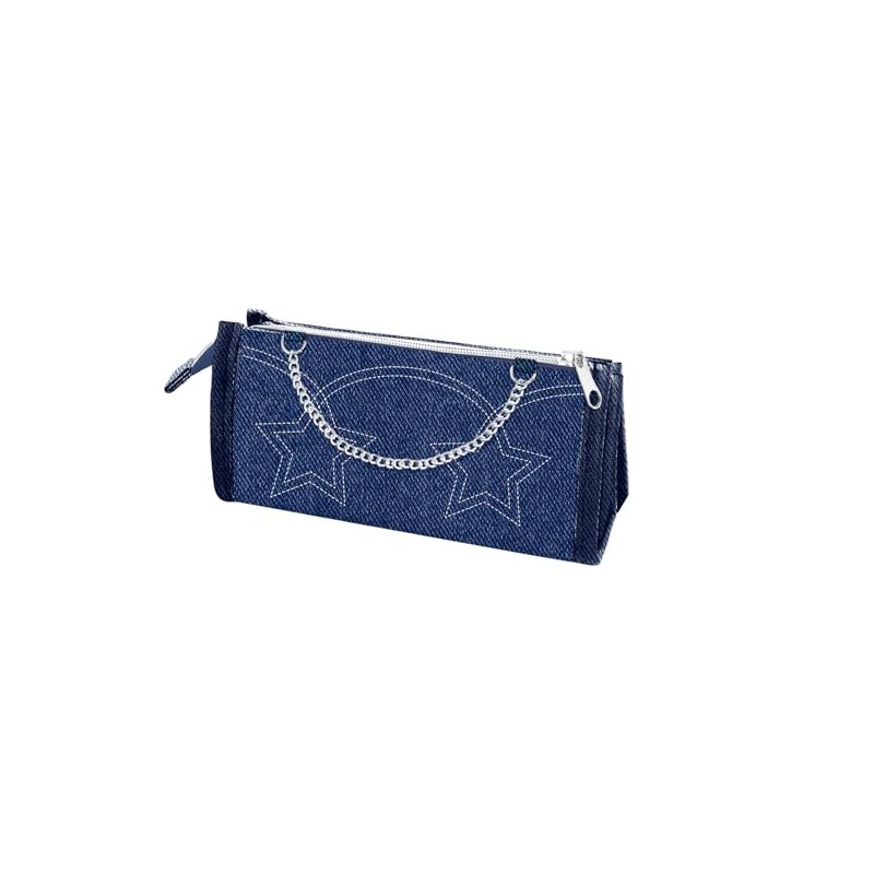 Q-LiA Cool Navy Pen Case, Coolier Pen Pouch, Fancy Denim