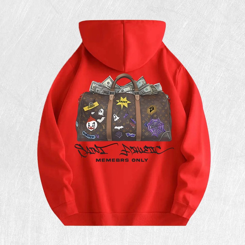 Saint Athletic Money Bag Graphic Hoodie 100% Cotton US Warehouse