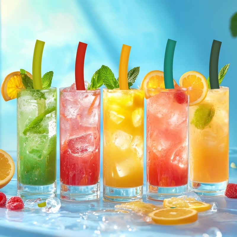 6 PCS Extra Wide Reusable Silicone Straws for Boba, Bubble