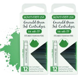 Monteverde Emerald Green G305EG Ink Cartridges (Standard Size) - Pack of 24