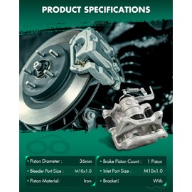 SCITOO 19B7155 Rear Left Disc Brake Caliper w/Bracket Fit For Mazda For 3 2014-2016,For Mazda For 3 Sport 2014-2016, Single Piston