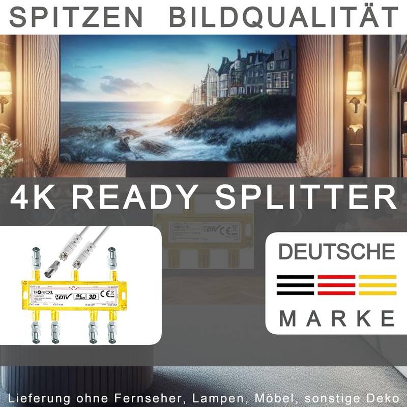 TronicXL 4K 6-Way Antenna Splitter 3D HD Suitable IEC Splitter