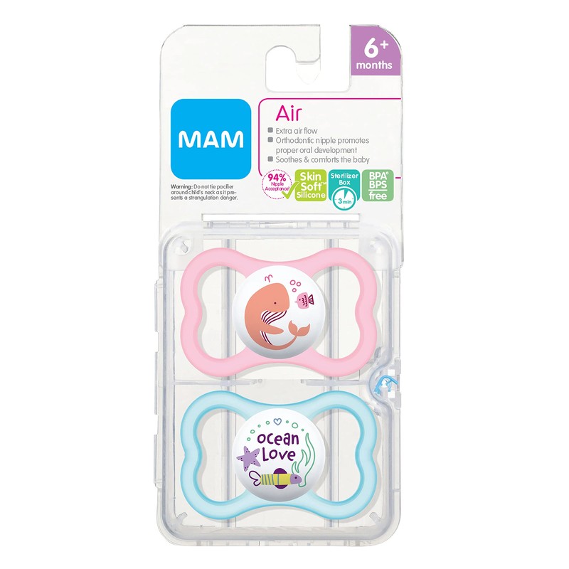 MAM Air Pacifiers (2 pack), 6+ Months, Girl