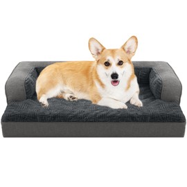 WINDRACING Dog Beds for Medium,Small Dogs,Orthopedic Dog Sofa Bed with Removable Washable Cover,Waterproof Egg Foam Pet Couch Bed& Furniture,31x25 Inch, Gray