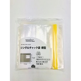 Nishiki Shokin Zipper Plastic Bags for Freezer and Refrigeration, Transparent, Pack of 100, Width Approx. 6.7 inches (17 cm), Height Approx. 4.7 inches (12 cm), Memo Column, Color Check, Easy to Understand Seal, Divided Bag, Waterproof, Moisture-Proof
