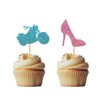 Morndew 24 PCS Glitter Wheels or Heels Cupcake Toppers for