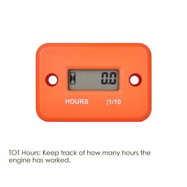Jayron Digital LCD Inductive Hour Meter Hourmeter Waterproof for Marine Boat SnowBlower Inverter Generator Lawn Mower and Small Gas Engine(HM006A-M5, Orange)