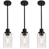 MELUCEE Kitchen Island Pendant Lighting 3 Pack Adjustable Black Hanging