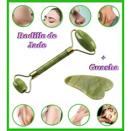 Rodillo de Jade + Guasha Facial Antiedad – Masaje Relajante y Tono de Piel