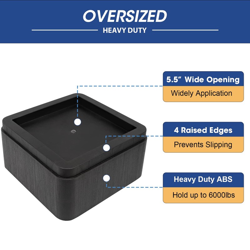 Oversized Bed Risers, 3 inch Lift, 8 Pack Heavy Duty