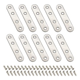 LIKENNY Joint Metal Fittings, I-Shaped Metal Fittings, Set of 10, 3.8 x 0.6 x 0.1 inches (96 x 16 x 2 mm), Furniture Fixing Plate, Joint Alloy, Stainless Steel, Shelf Bracket, Fixing Repair Plate