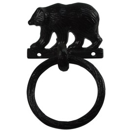 PKD Treasure Gurus Black Metal Wall Mount Bear Kitchen/Bath Towel Ring Hanger Holder Rustic Decor