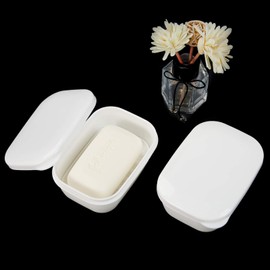 Quatish 2 Pack Travel Soap Container, Portable Soap Holder with Lid, Travel Bar Soap Holder, Soap Case for Camping Gym Travel, Soap Box for Bathroom, White