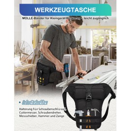 Eshow Motorcycle Leg Bag for Men and Women, Thigh Bag, Bum Bag Made of Canvas, Sturdy Tactical Bag, Adjustable Waist Belt, Belt Bag for Hiking, Cycling, Fishing, Leisure, Black - Velcro, Sports