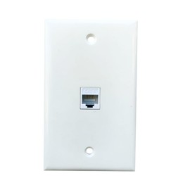 BUPLDET 1 Port CAT6 Ethernet Wall Plate Female to Female - Single Gang Network Cat 6 RJ45 Keystone Jack Pass Through Cover Plate for CAT7/CAT6/CAT5e Cables - White