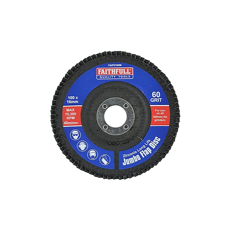 Faithfull FAIFD100M Abrasive Jumbo Flap Disc 100mm x 16mm (4in)