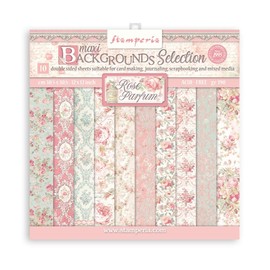 Stamperia International SBBL126 Scrapbooking Pad 10 Sheets CM 30.5 x 30.5 (12 x 12 Inches) Maxi Background Selection Rose Perfum, Multi Colour, 30.5 x 30.5 cm