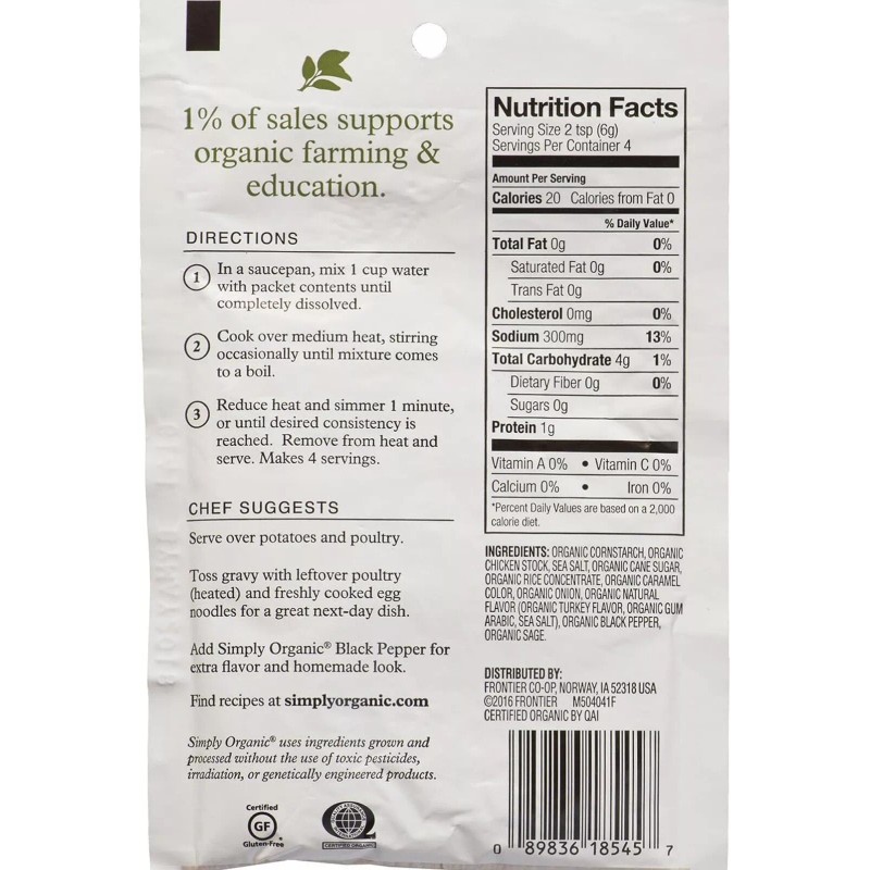Simply Organic Roasted Turkey Flavored Gravy Seasoning Mix Case Of