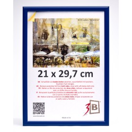 3-B Maui Picture Frame, Dark Blue, 21 x 29.7 cm (A4), Wooden Frame, Photo Frame, Document Frame with Acrylic Glass