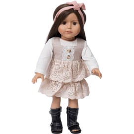 The New York Doll Collection komplette Outfit beinhaltet - Jahrgang Set Schuhe - Stirnband Kleid - Für 18 Zoll/46 cm Mode Mädchen Kleidung - Puppe Zubehör