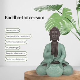 Zen'Light Zen Bodhi Statue, Zen and Feng Shui Decoration, Relaxing and Spiritual Atmosphere, Gift Idea Buddha Lucky Charm, 20 cm, Green and Brown