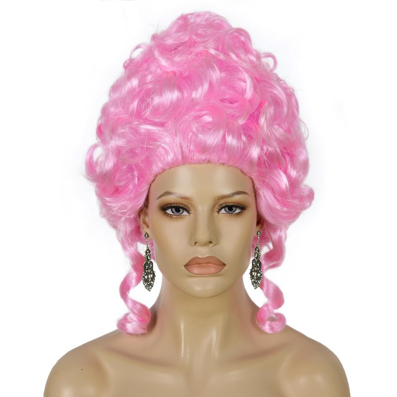 TIKJOYS Pink Beehive Wigs Rococo Wigs Baroque Wig Renaissance Wig