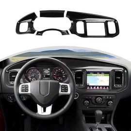 CheroCar Center Console Dashboard Trim Cover Interior Accessories for 2011-2014 Dodge Charger,Carbon Fiber