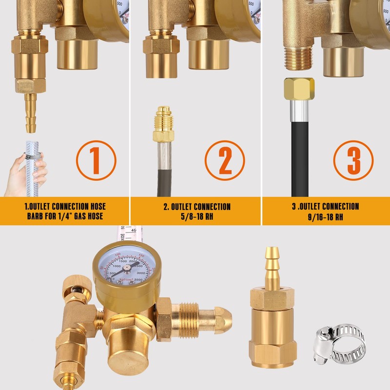 BO WELD Argon CO2 Regulator Flow Meter Gas Regulator with