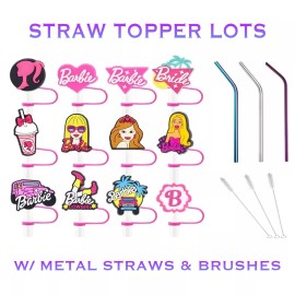 Starbucks New 5 Random Starbucks Tumbler Cup Straw Toppers Cover W/ Metal Straws & Brushes