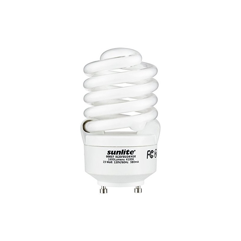 Sunlite SL23/GU24/41K Fluorescent 23W (100W Equivalent) CFL Spiral Light Bulbs