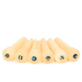 Miwayer Guitar Bone Bridge Pins Real Bone Unbleached Vintage Style Replacement Parts for 6 & 12 String Acoustic Guitar (Unbleached Small Abalone Dot)