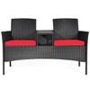 RELAX4LIFE Conversation Furniture Set with Table and Two Removable Cushions