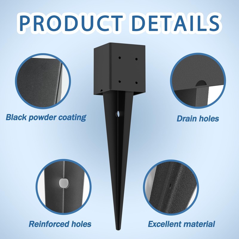 4 Pack 4x4 Fence Post Anchor Ground Spike – Heavy