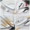 Hammered Silver Gold Silverware Set, OGORI 24-Piece 18/10 Stainless Steel