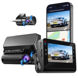 4K Dash Cam Front and Rear, 30FPS Dash Camera for Cars with UHD 2160P Night Vision, 3'' IPS Screen Dual Dashcam Built-in WiFi with GPS, App Control, 24H Parking Mode, G-Sensor